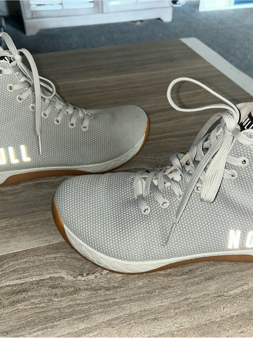 NOBULL Light Gray High-Top Women’s Athletic Sneakers with Gum Sole